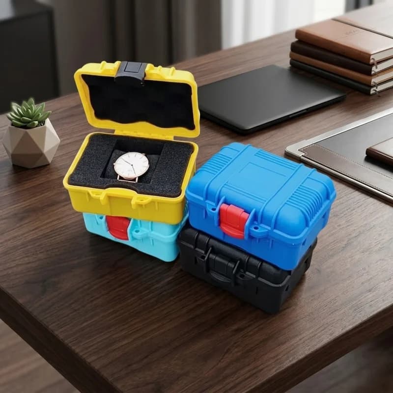 携帯用ミニプラスチック工具箱（フォーム付き）、125x112x70mm