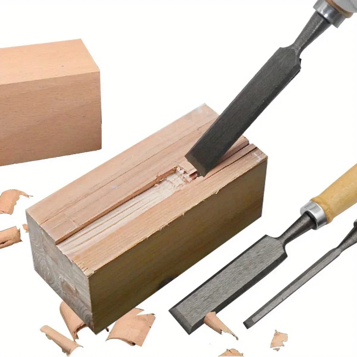 ブナ材ハンドル付き 木工用ノミ 4点セット (8-20mm)