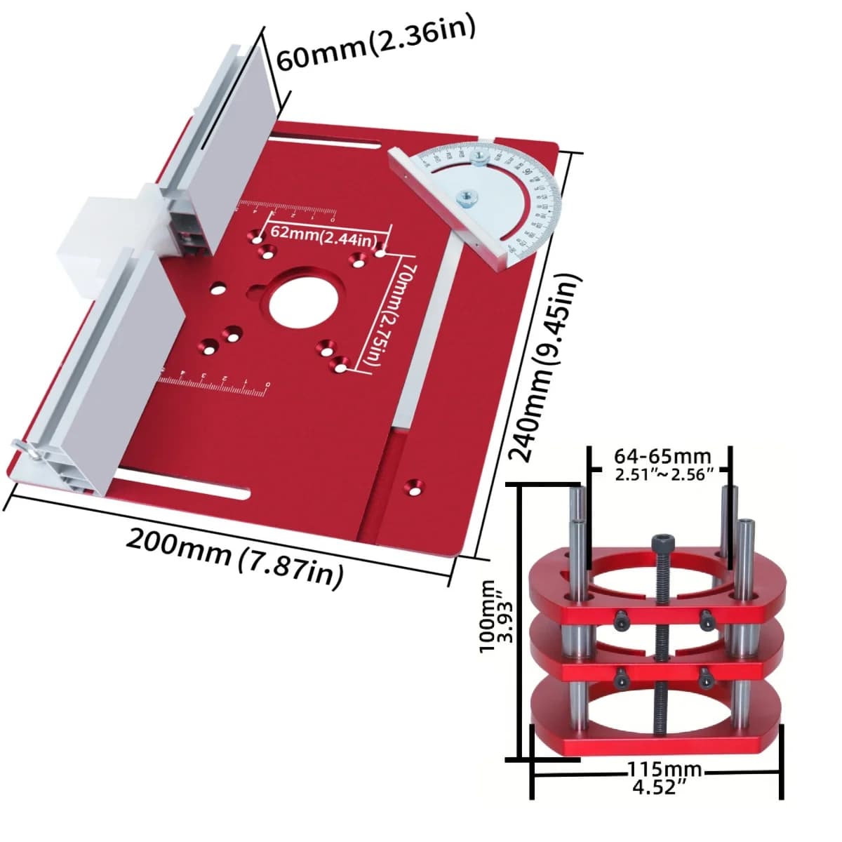 アルミ製ルーターテーブル用インサートプレート＆リフトキット